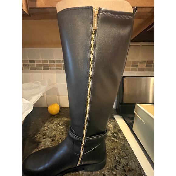 MICHAEL KORS MINDY LEATHER KNEE HIGH BLACK RIDING FLAT BOOT NEW IN BOX SZ 5.5 - Picture 6 of 7